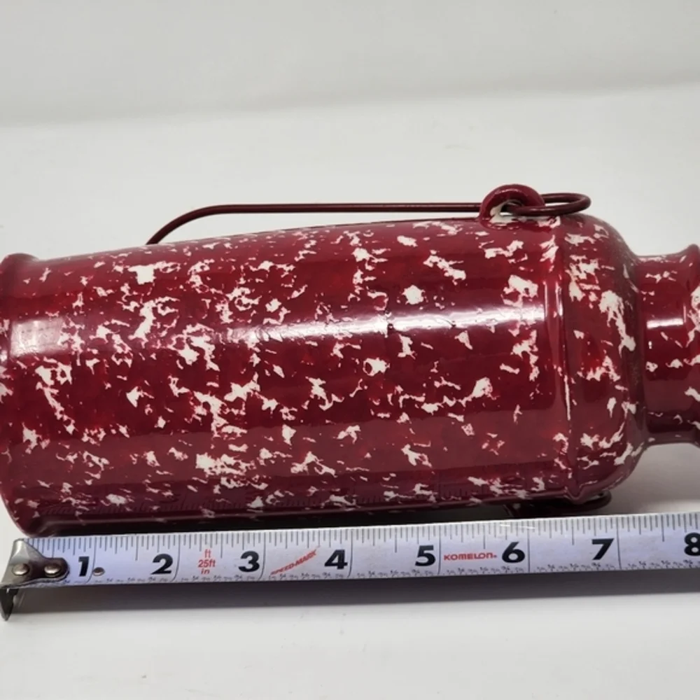 Patchwork Red Pottery Water Carrier/Vase With Handle YellowRedGreenWhite‎